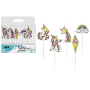 Świeczki urodzinowe UNICORN 5 sztuk RAVI